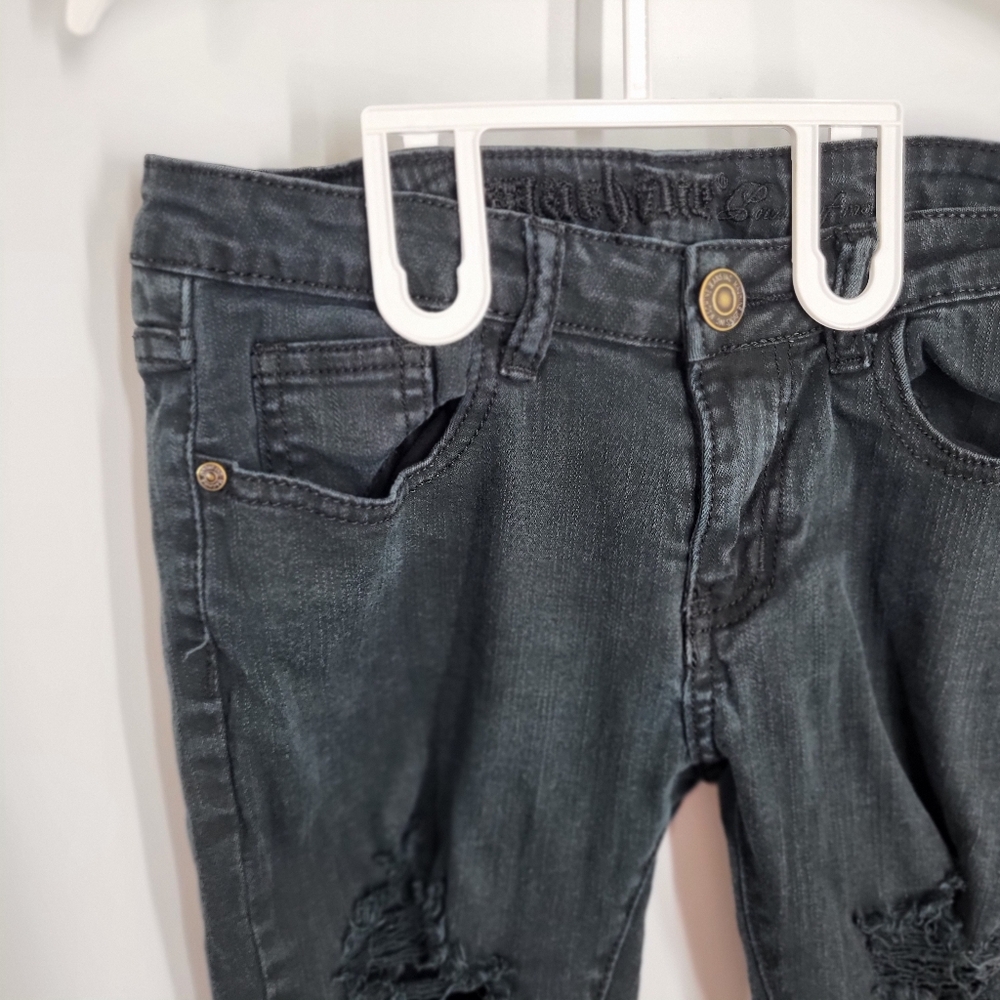 Machine Distressed Black Denim - Picture 4 of 11